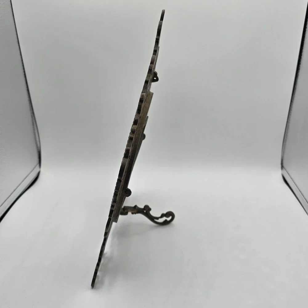 Brass Standing Mirror Hanging Wall‎ Ornate Antique Vintage Scroll
